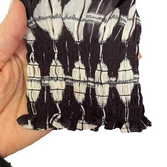 Nic + Zoe $228 Chiffon Dot Maxi Dress Size Large NWT Black White - Picture 7 of 12